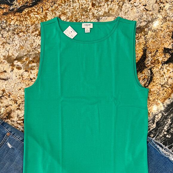 NWT J. Crew Green Clover Shell Tank Top - SIZE MEDIUM - Picture 3 of 8